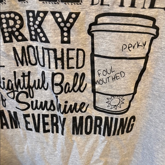 Gray Graphic Tee with Coffee Print - Picture 3 of 4